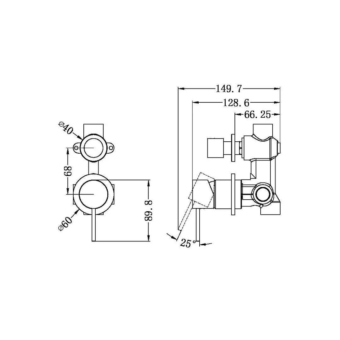 MECCA SHOWER MIXER WITH DIVERTOR SEPARATE BACK PLATE Nero tapware