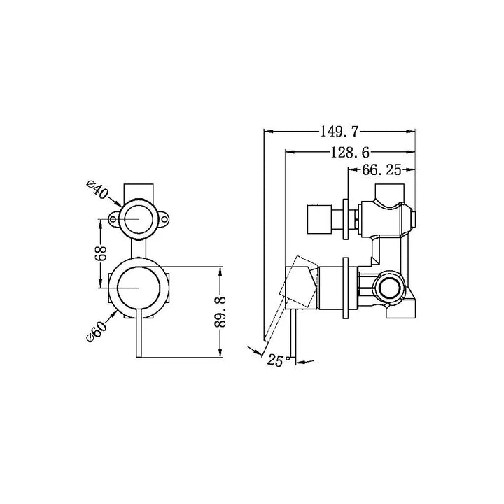 MECCA SHOWER MIXER WITH DIVERTOR SEPARATE BACK PLATE Nero tapware