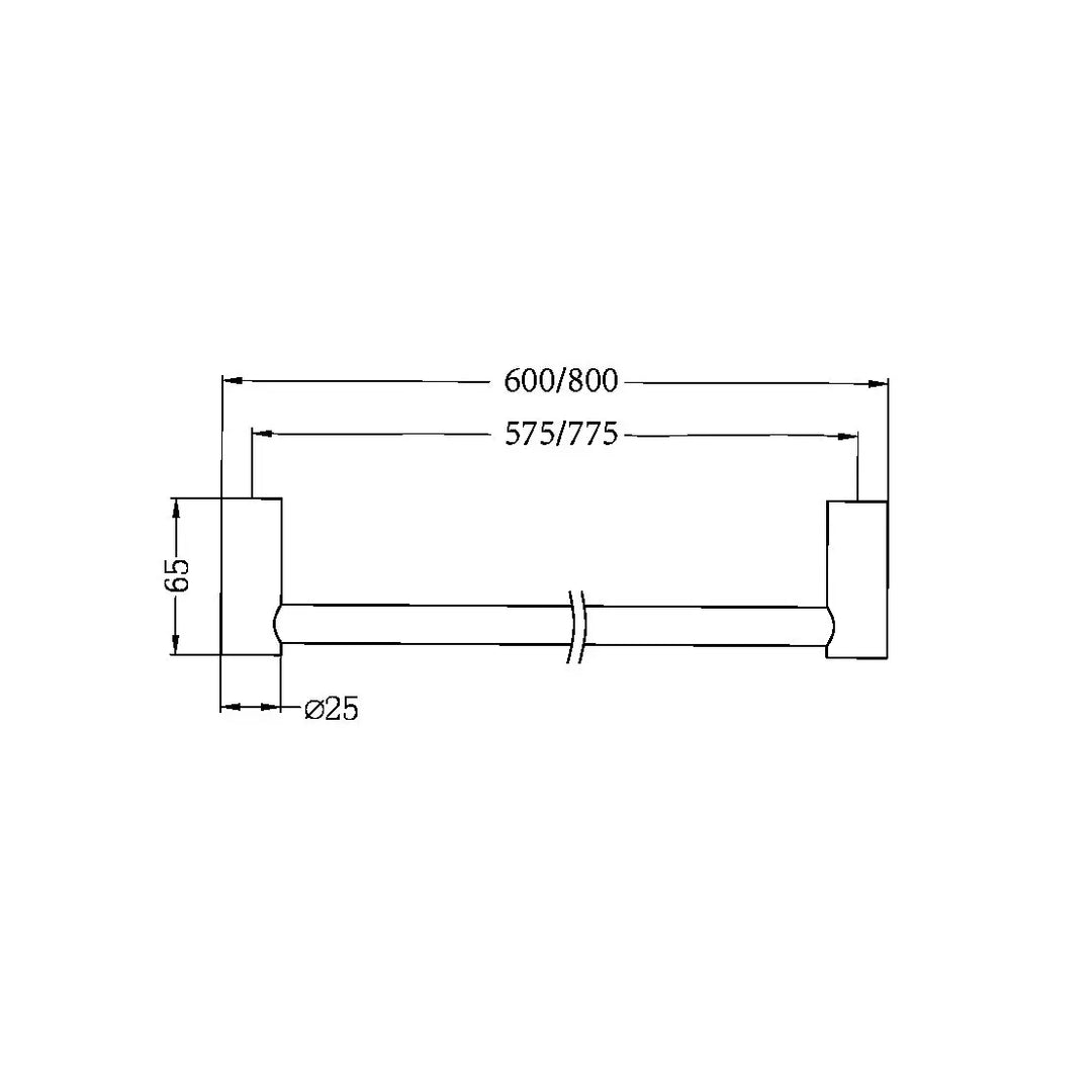New Mecca Single Towel Rail 600/800mm Nero tapware