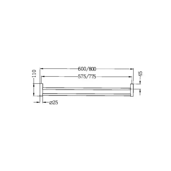 New Mecca Double Towel Rail 600/800mm Nero tapware