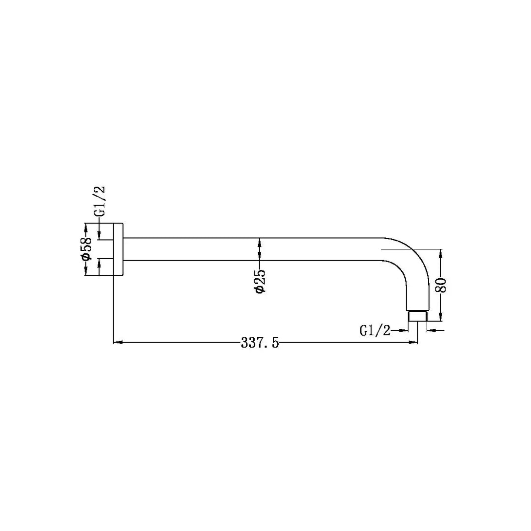 Last one - Nero ROUND SHOWER ARM 330MM LENGTH BRUSHED BRONZE Nero tapware