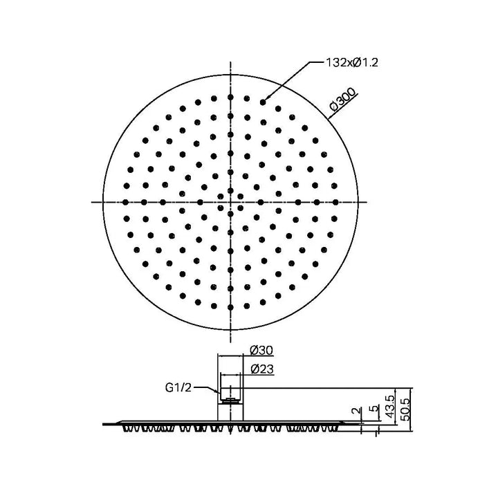 ZEN SS316L 300MM ROUND SHOWER HEAD - Various Finishes Nero tapware