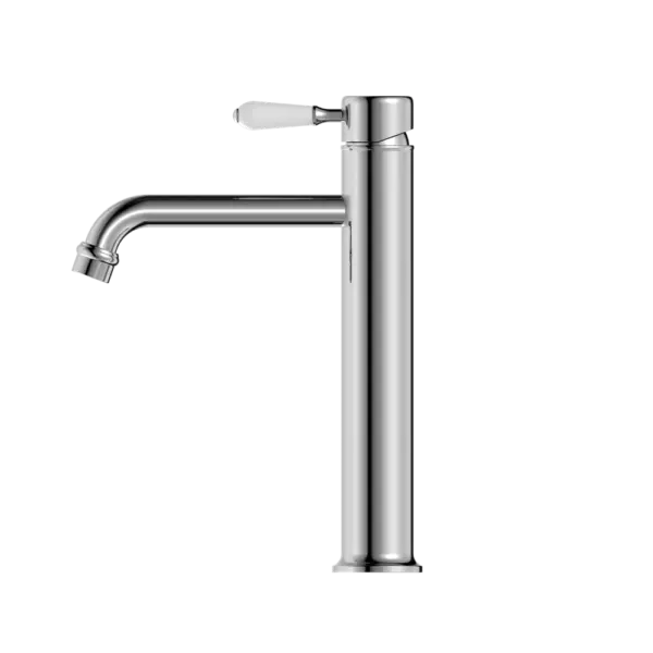 York Straight Tall Basin Mixer with Metal or Porcelain Handle Nero tapware