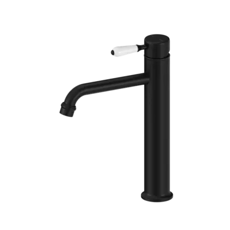 York Straight Tall Basin Mixer with Metal or Porcelain Handle Nero tapware