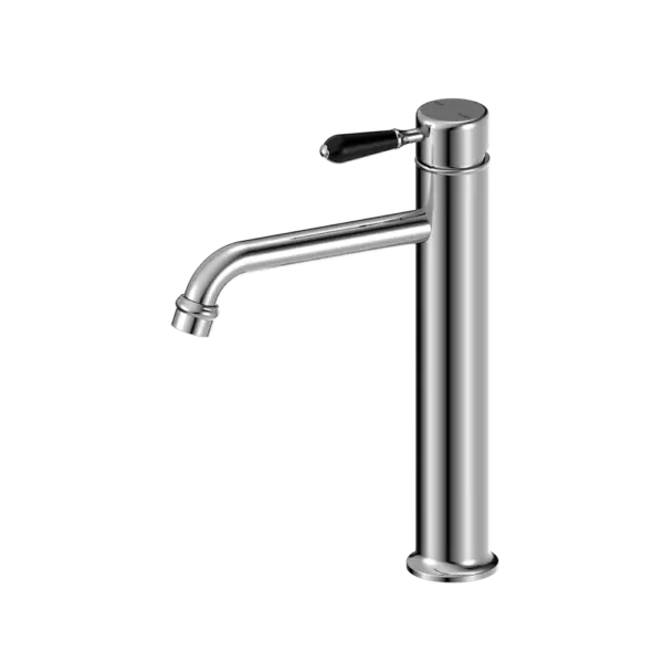 York Straight Tall Basin Mixer with Metal or Porcelain Handle Nero tapware
