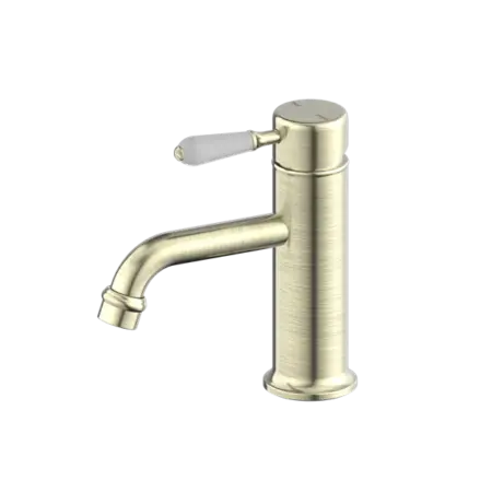 York Straight Basin Mixer with Metal or Porcelain Handle Nero tapware