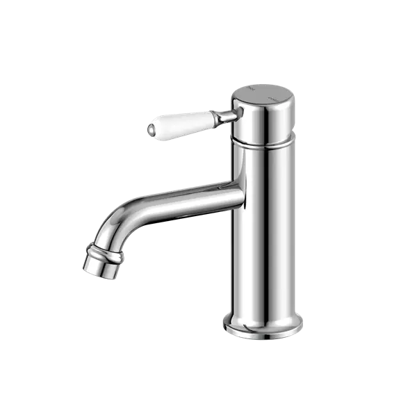 York Straight Basin Mixer with Metal or Porcelain Handle Nero tapware