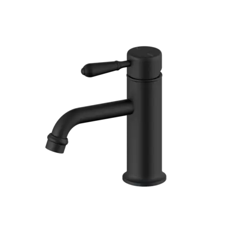 York Straight Basin Mixer with Metal or Porcelain Handle Nero tapware