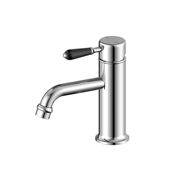 York Straight Basin Mixer with Metal or Porcelain Handle Nero tapware
