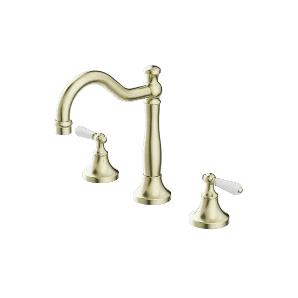 York Basin Set with Metal or Porcelain Handle Nero tapware