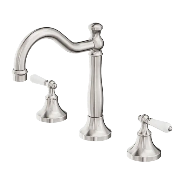 York Basin Set with Metal or Porcelain Handle Nero tapware