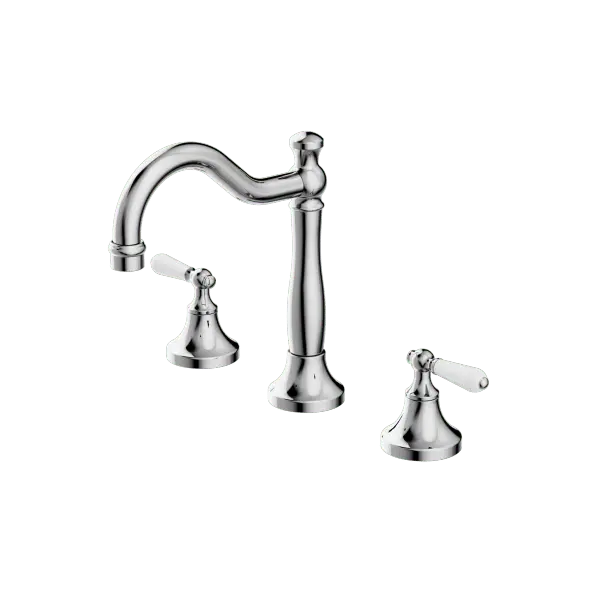 York Basin Set with Metal or Porcelain Handle Nero tapware