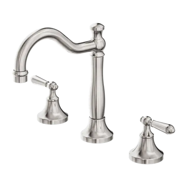 York Basin Set with Metal or Porcelain Handle Nero tapware