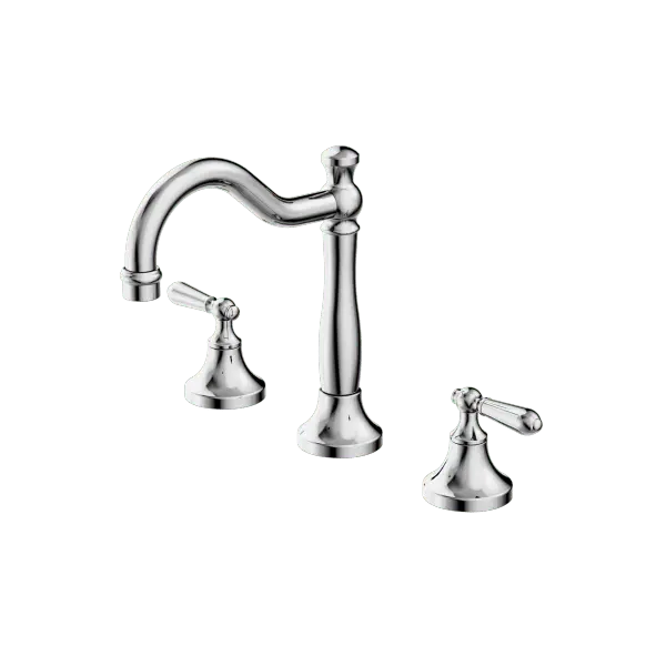 York Basin Set with Metal or Porcelain Handle Nero tapware
