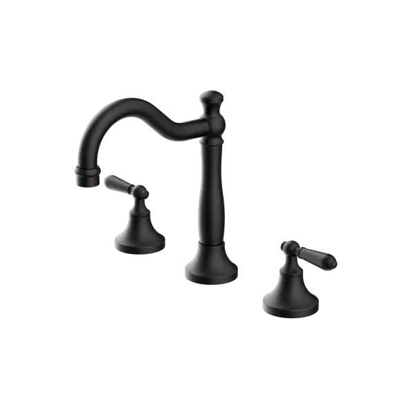 York Basin Set with Metal or Porcelain Handle Nero tapware