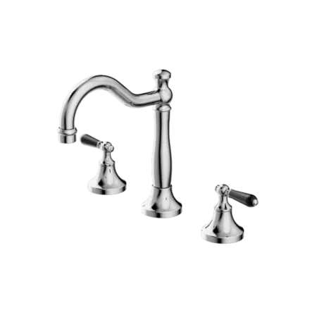 York Basin Set with Metal or Porcelain Handle Nero tapware