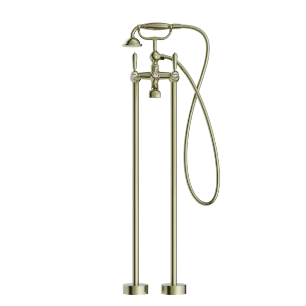 York Freestanding Bath Set with Metal or Porcelain Hand Shower Nero tapware