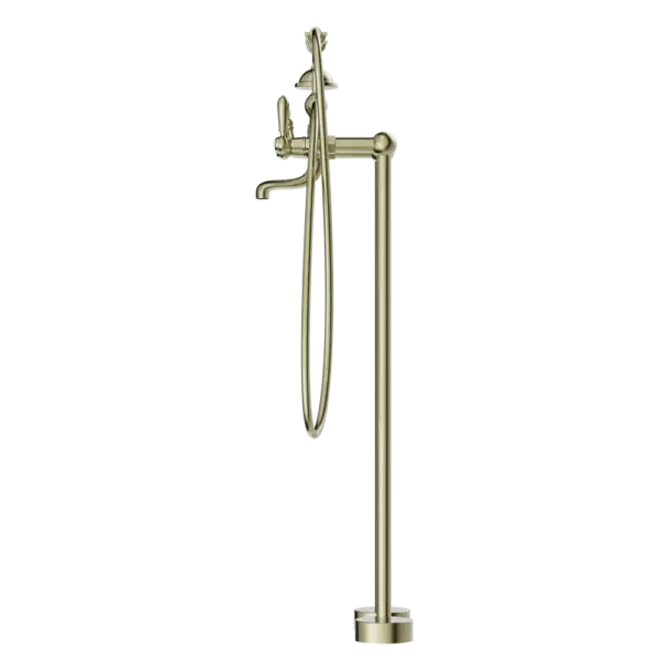 York Freestanding Bath Set with Metal or Porcelain Hand Shower Nero tapware