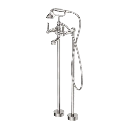 York Freestanding Bath Set with Metal or Porcelain Hand Shower Nero tapware