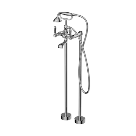 York Freestanding Bath Set with Metal or Porcelain Hand Shower Nero tapware