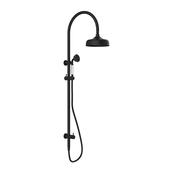 York Twin Shower with Metal or Porcelain Hand Shower Nero tapware