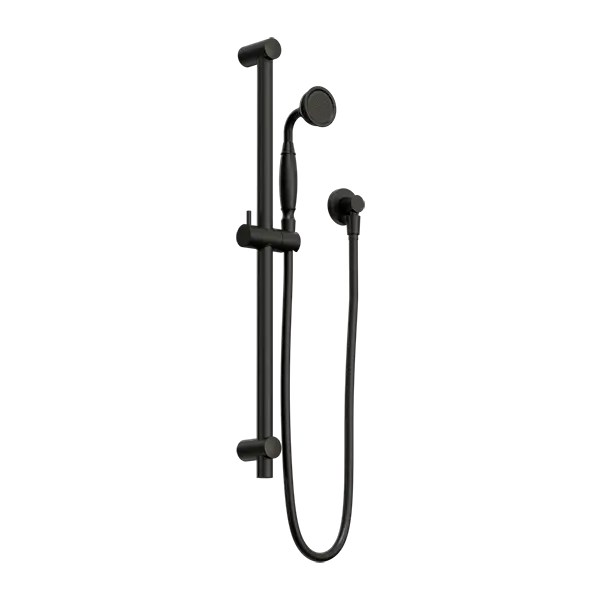 York Shower Rail with Metal or Porcelain Hand Shower Nero tapware