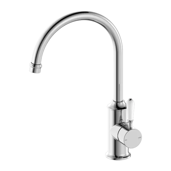 YORK SINK MIXER gooseneck spout with Metal or Porcelain Handle Nero tapware