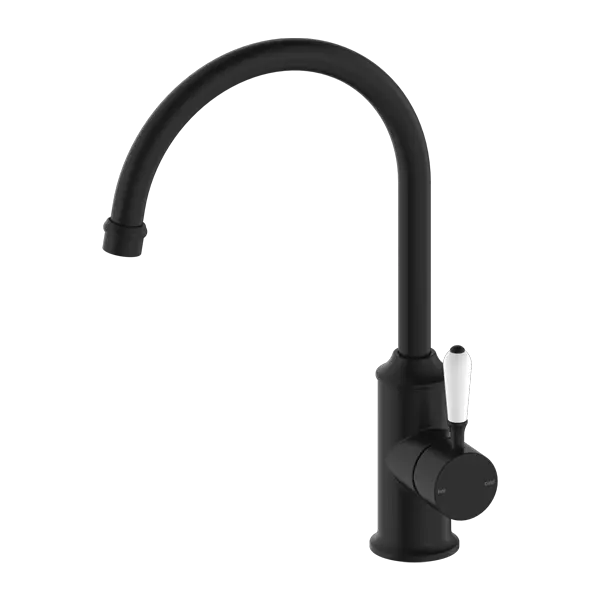 YORK SINK MIXER gooseneck spout with Metal or Porcelain Handle Nero tapware
