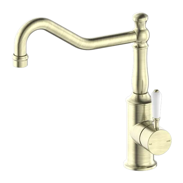 YORK SINK MIXER hook spout with Metal or Porcelain Handle Nero tapware