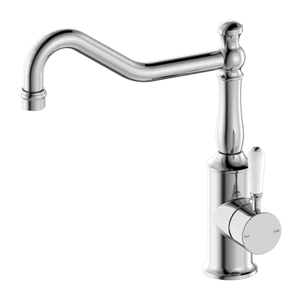 YORK SINK MIXER hook spout with Metal or Porcelain Handle Nero tapware