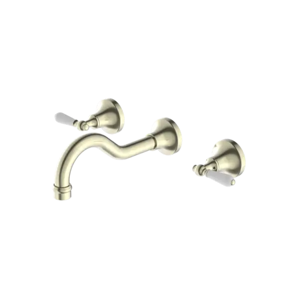 York Wall Basin Set with Metal or Porcelain Handle Nero tapware