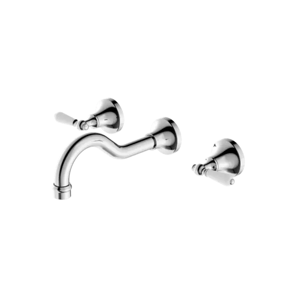 York Wall Basin Set with Metal or Porcelain Handle Nero tapware
