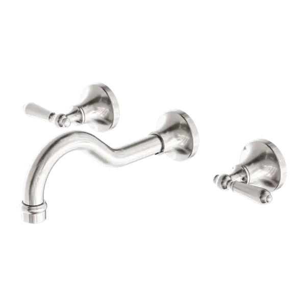 York Wall Basin Set with Metal or Porcelain Handle Nero tapware