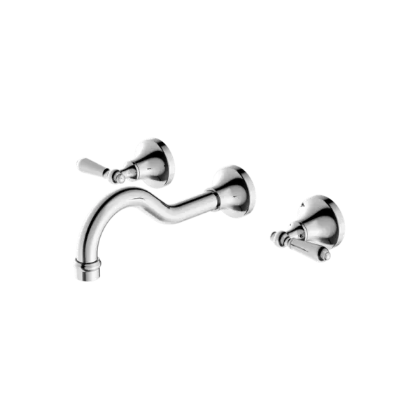 York Wall Basin Set with Metal or Porcelain Handle Nero tapware