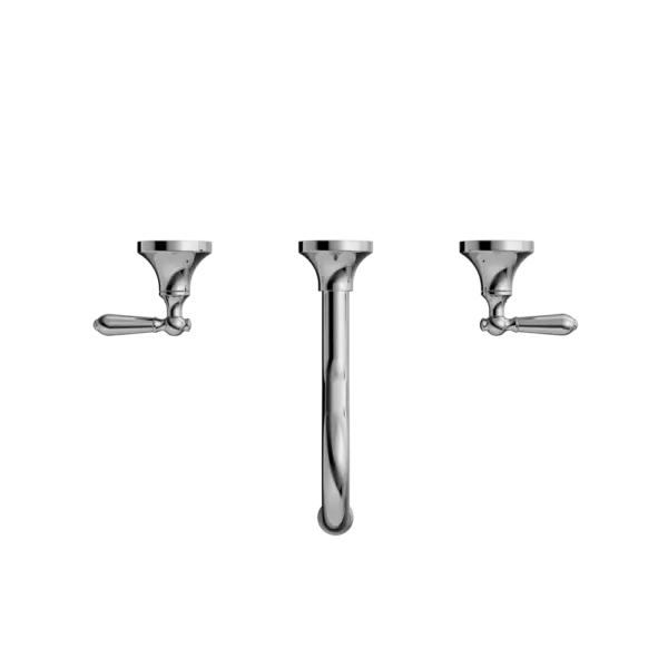 York Wall Basin Set with Metal or Porcelain Handle Nero tapware