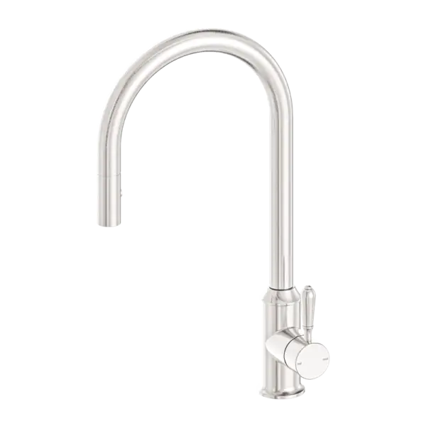 YORK PULL OUT SINK MIXER WITH VEGIE SPRAY FUNCTION with Metal or Porcelain Handle Nero tapware