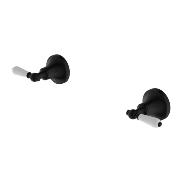 York Wall Top Assemblies with Metal or Porcelain Handle Nero tapware