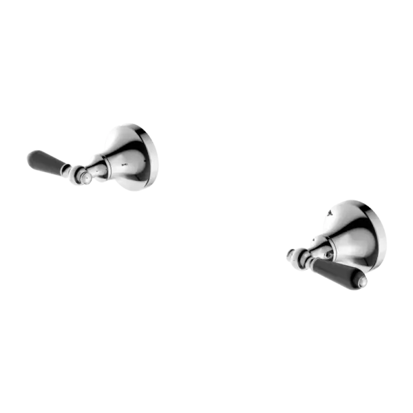 York Wall Top Assemblies with Metal or Porcelain Handle Nero tapware