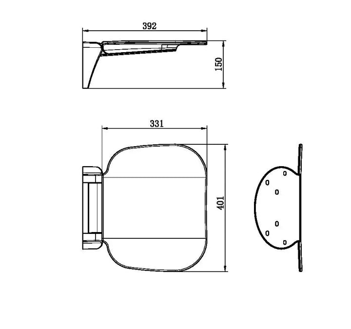 MECCA CARE SHOWER SEAT 400X330MM Nero tapware