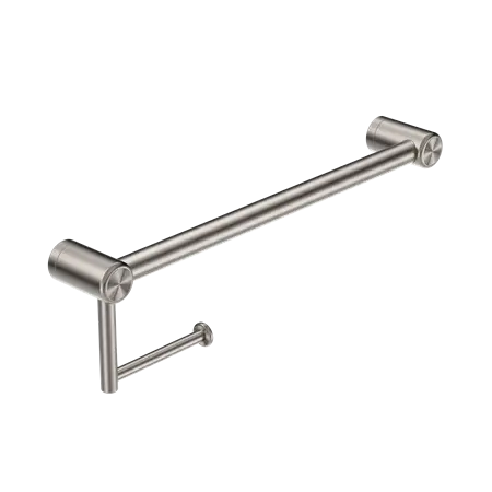 MECCA CARE 32MM GRAB RAIL WITH TOILET ROLL HOLDER 450MM Nero tapware