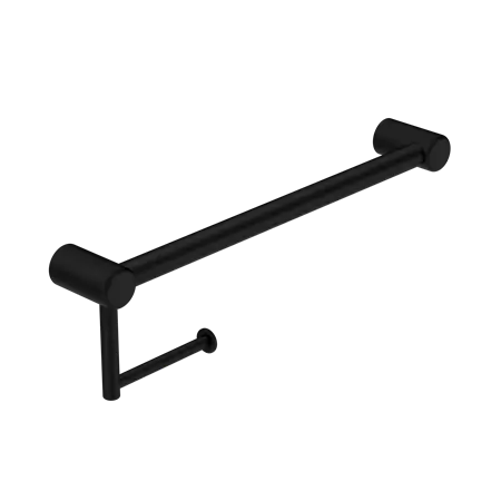 MECCA CARE 32MM GRAB RAIL WITH TOILET ROLL HOLDER 450MM Nero tapware