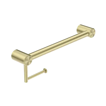 MECCA CARE 32MM GRAB RAIL WITH TOILET ROLL HOLDER 450MM Nero tapware