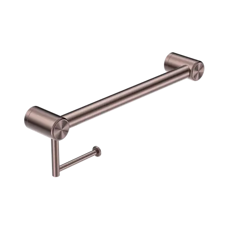 MECCA CARE 32MM GRAB RAIL WITH TOILET ROLL HOLDER 450MM Nero tapware