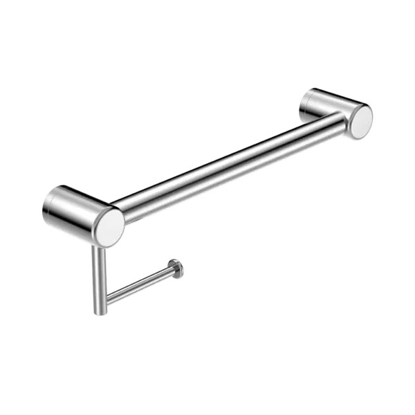 MECCA CARE 32MM GRAB RAIL WITH TOILET ROLL HOLDER 450MM Nero tapware