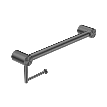 MECCA CARE 32MM GRAB RAIL WITH TOILET ROLL HOLDER 450MM Nero tapware
