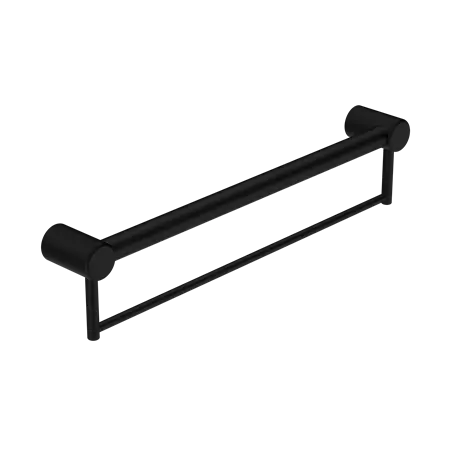 MECCA CARE 32MM GRAB RAIL WITH TOWEL HOLDER 300/600/900MM Nero tapware