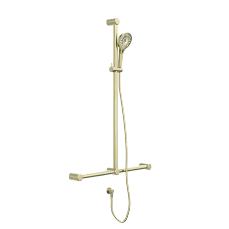 MECCA CARE 32MM T BAR GRAB RAIL AND ADJUSTABLE SHOWER SET 1100X750MM Nero tapware
