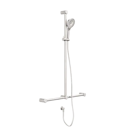 MECCA CARE 32MM T BAR GRAB RAIL AND ADJUSTABLE SHOWER SET 1100X750MM Nero tapware