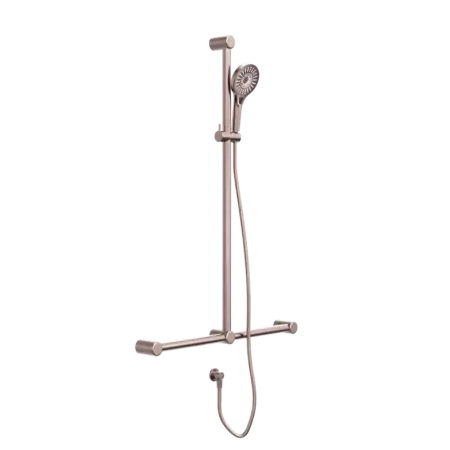 MECCA CARE 32MM T BAR GRAB RAIL AND ADJUSTABLE SHOWER SET 1100X750MM Nero tapware