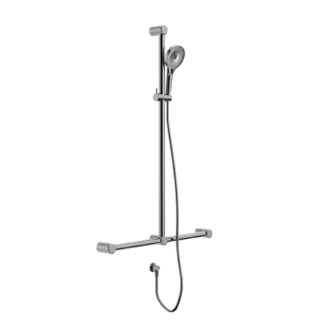 MECCA CARE 32MM T BAR GRAB RAIL AND ADJUSTABLE SHOWER SET 1100X750MM Nero tapware
